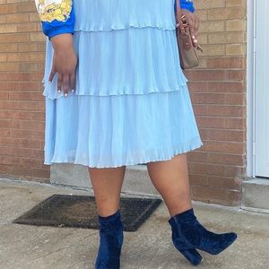 Blue Crushed Velvet Boots - Size 12